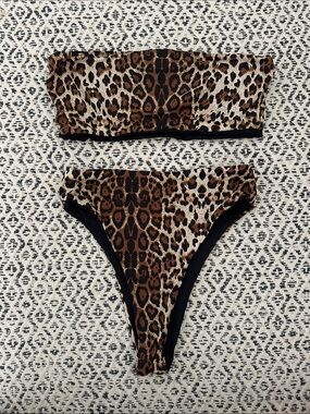 437 Leopard Print Bandeau Bikini Set